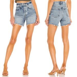 AGOLDE Riley Cutoff Denim Shorts Blue Distressed Women’s Size 24 Organic Cotton